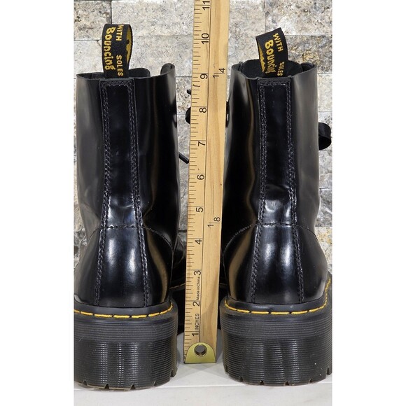 Dr. Martens Molly Leather Platform Boots Satin Ribbon Black Combat Womens 11 - Picture 14 of 15